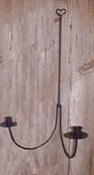 Wrought Iron Wall Sconce 2 Arm with Heart Top