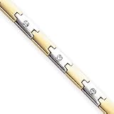 14k Two-Tone Fancy Bar Diamond Tennis Bracelet - 7 Inch