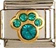 Clearly Charming December Blue Zircon Color Paw Print Birthstone Cat Dog Bear Animal Theme Italian Charm