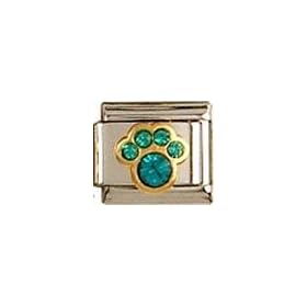 Clearly Charming December Blue Zircon Color Paw Print Birthstone Cat Dog Bear Animal Theme Italian Charm
