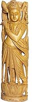 Wood Carving Lord Krishna Statues 15 x 4.5 inches