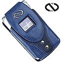 Naz (Nautica Blue) Motorola V3 Razr With Swivel Belt Clip - Matching Keyring / Moneyclip - Boa Series + 12V Car Charger - By PCMicroStore