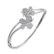 Sterling Silver Fashion Bangle Bracelet Featuring Butterflies with Clear CZ Accents