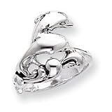 Sterling Silver Antiqued Dolphin Ring - Size 8