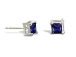 14K White Gold Square Created Sapphire Stud Earrings