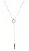 Necklace - N347 - Lariat Style - Circle & Rectangular Bar - 21 Long - Silver Tone Metal