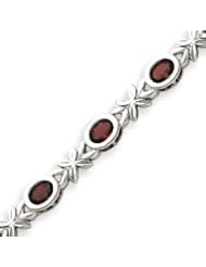 Sterling Silver Garnet Bracelet - 7 Inch