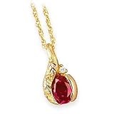 Classy! 10k Yellow-gold Black Hills Gold 1/40 Ct Diamond & 8x6 mm Oval Ruby (July Birthstone) pendant-necklace