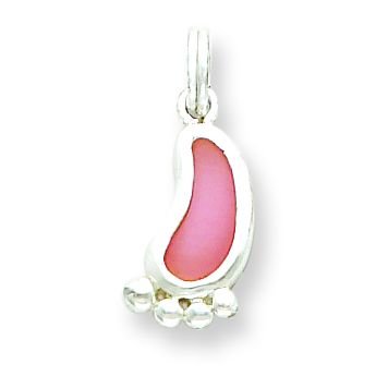 Sterling Silver Resin Foot Charm with 20 inch Sterling Silver Chain