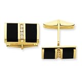 14k Polished Diamond and Onyx Cuff Links
