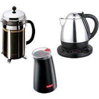 "8 Cup Bodum Chambord French Press, Pino Digital Kettle Pro, and C-Mill Blade Grinder Package" "8 Cup Bodum Chambord French Press, Pino Digital Kettle Pro, and C-Mill Blade Grinder Package"