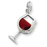 Sterling Silver Red CZ Wine Glass Charm