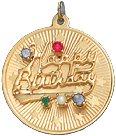 Happy Birthday on Star Disc, 14K Gold Charm