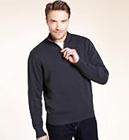 XXXL Blue Harbour Pure Cotton Zip Neck Jumper