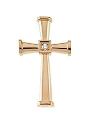 14K Yellow Gold .029 Ct Diamond Cross