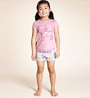Younger Girls Pure Cotton Cat Shortie Pyjamas