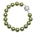 L. Erickson Pearl Bracelet with Swarovski Encrusted Magnetic Clasp - Dark Green