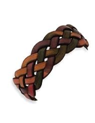 Sterling Silver Wide Multi-Colored Leather Bracelet - 7 Inch