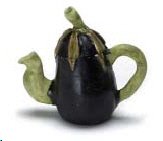 Dollhouse Miniature Japanese Eggplant Teapot