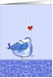 be my valentine, happy valentine's day, cute bird with heart Card
