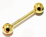Body Jewelry -Metallic Gold Tongue Bar (14g) - Tongue Ring (1pc)