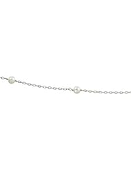 18" 4 mm Cultured Pearl Station Necklace in Sterling Silver