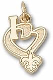 New Orleans Saints "I Heart Logo" 1/2" Gold Plated Charm/Pendant