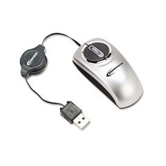 INNOVERA / IVR62200 / Optical Mini Wired Mouse, Retractable USB Cable, 3-Button/Scrll, BLK/SR / Sold as 1 EA