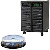 Aleratec 1:15 Blu-Ray/DVD/CD Tower Publisher SLS Duplicator, USB 2.0, 1TB Hard Disk Drive Removable - Bundle - with (15 Pc) Aleratec BD-R 6x Duplicator Grade Blu-ray Media, 10-Pack