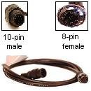 Furuno Airmar AIR-033-073 Adapter Cable with one 8-pin female plug and one 10-pin male plug