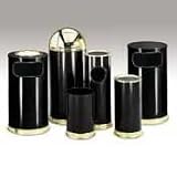 Designer Line 15-Gal. Dome Top Receptacle, Black/Brass