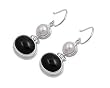 Stone Earrings - Black Onyx and Round Mabe Pearl - 31 mm