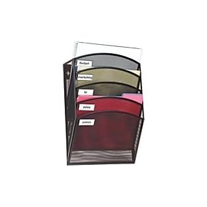 Staples® Mesh Wall File 5 Pockets Letter Black 16"H x 12 1/4"W x 4"D