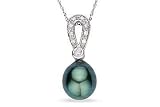 1/10 Carat Diamond and Black Tahitian Pearl Pendant w/Chain
