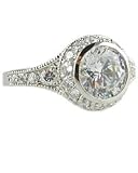 Round CZ Antique Style Ring