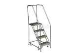 4 Step Aluminum Rolling Ladder, 16W Grip Step, 30 Handrails