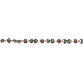 Bracelet - 8" Sterling Silver Red Pearl & Marcasite Butterflies Bracelet