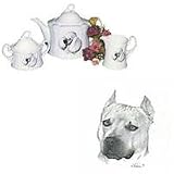 American Staffordshire Terrier Tea Set, Porcelain by Rosalinde