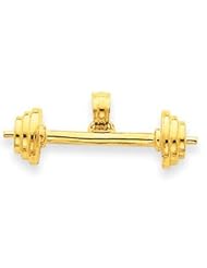 14k Gold 3-D Barbell Pendant