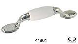3 C.C. Porcelain & Polished Chrome Drawer Pull Lot of 25
