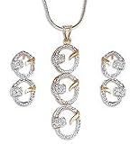 Earring and Pendant Sets Costume Jewelry with Cubic-Zirconia Gemstones Hand Engraved Indian Style (cjpndts015)