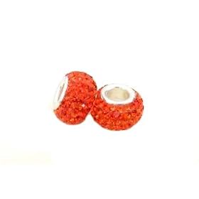 Orange Swarovski Crystal Sterling Silver European Bead, Pandora Compatible