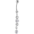 Solid 14kt White Gold Scroll Delight Cubic Zirconia Belly Ring