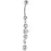 Solid 14KT White Gold SCROLL DELIGHT Cubic Zirconia Belly Ring