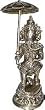 Standing Statue Lord Ganesha Brass Figurine with Umbrella 2.5 x 6 inches