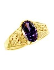 14k Yellow Gold, Mini Size Child Ring with Brilliant Lab Created Gem Classic Design