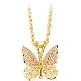 Classy! 10k Yellow-gold Black Hills Gold Diamond-cut Butterfly pendant-necklace