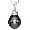 14k Black Tahitian Pearl Pendant with Chain