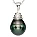 14k Black Tahitian Pearl Pendant with Chain