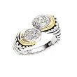 925 Silver & Diamond Ring with 14k Gold Accents (0.11ctw) Sizes 6-8